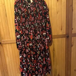 46. BloomChic Black and Pink Floral Long Sleeve Dress